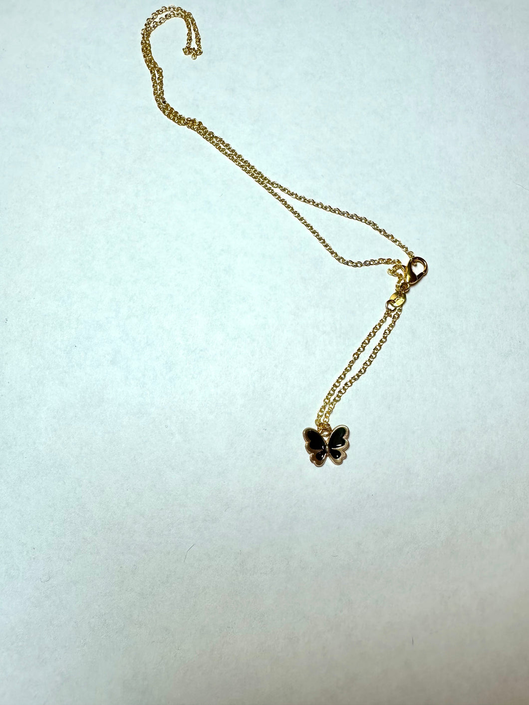 Black Butterfly Charm Necklace