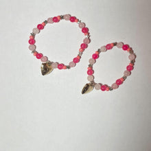 Load image into Gallery viewer, Strawberry Peach Hearts Mommy and Me Bracelet Set
