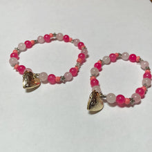 Load image into Gallery viewer, Strawberry Peach Hearts Mommy and Me Bracelet Set
