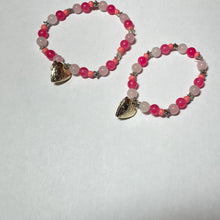 Load image into Gallery viewer, Strawberry Peach Hearts Mommy and Me Bracelet Set
